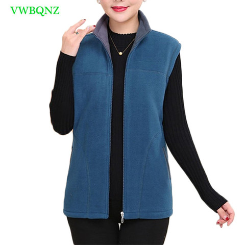2022 Autumn Winter Vest Middle-Aged Women Plus Size Warm Fleece Vest Womens Standing collar Fashion Casual Coat Female 5XL A 534 ► Photo 1/6