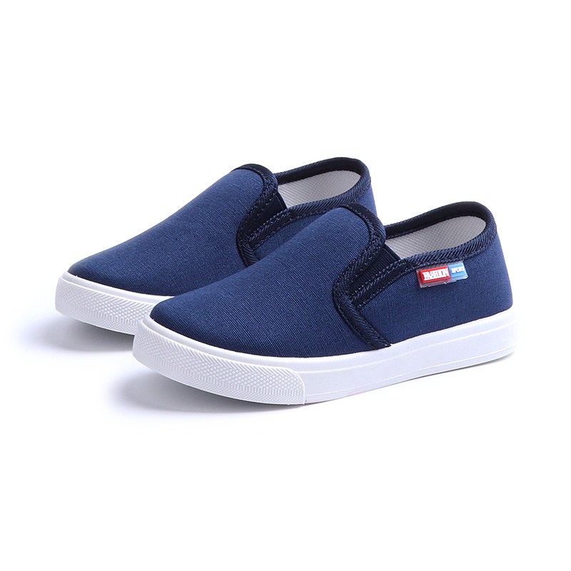 Boys Summer Canvas Casual Yachting Slip On Navy Blue Shoes Older Boys Size 4 5 6