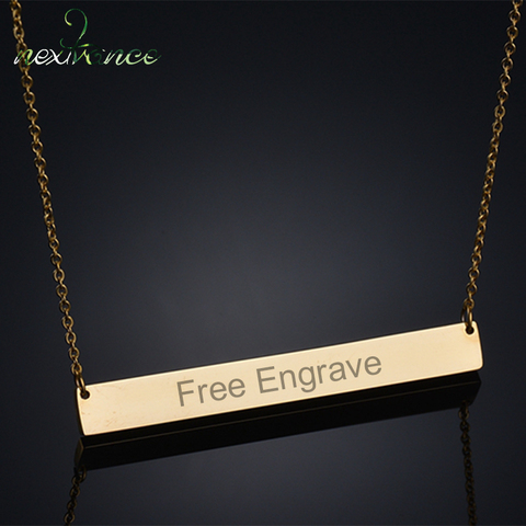 Nextvance 50mm Titanium Bar Engrave Pendant Necklace 3 Colors Custom Nameplate Letter Necklaces For Personalized Gift ► Photo 1/6