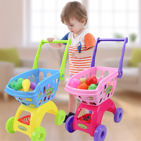 25Pcs/Set Kids Supermarket Shopping Groceries Cart Trolley Toys For Girls Kitchen Play House Simulation Fruits Pretend Baby Toy ► Photo 1/6
