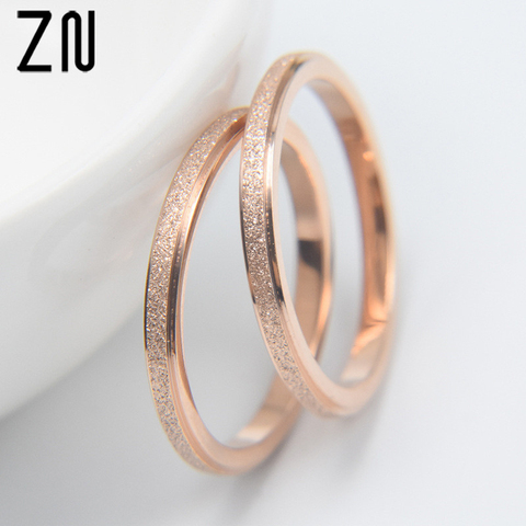ZN Classic Matte Rose Gold Color  Style Tail Ring Thin Wedding Band for Women Titanium Steel Fashion Finger Jewelry ► Photo 1/6