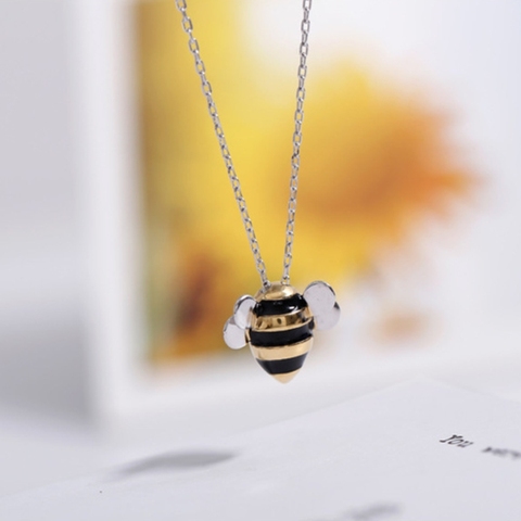 Korean Cute Bee Clavicle Chain 925 Sterling Silver Temperament Personality Fashion Female Jewelry Necklace SNE006 ► Photo 1/3