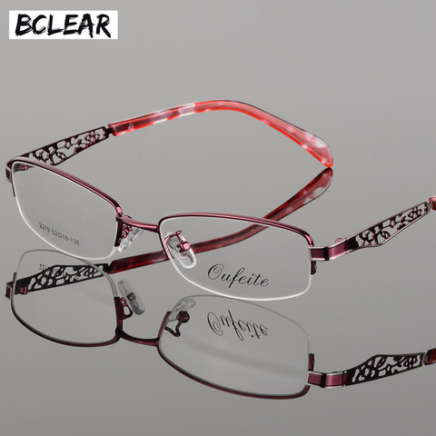BCLEAR Optical Glasses Frame Half Rim Eyeglasses Myopia Frames Women Clear Transparent Glasses Women's Hollow Flower Frames ► Photo 1/6