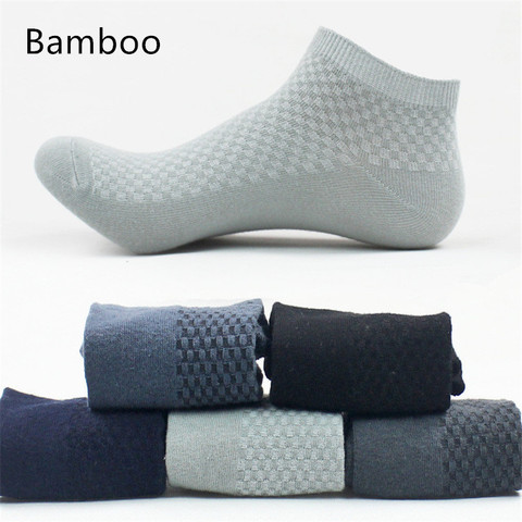 5 pairs Men's Bamboo Socks Men Bamboo Fiber Socks Invisible Ankle Socks Black Breathable Male Soft Business Socks Meias Men Sox ► Photo 1/6