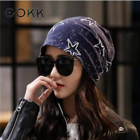 COKK Hat Female Beanies Star Pattern Stretch Hats For Women Men Unisex Summer Autumn Bonnet Womens Beanie Fashion 2022 New Black ► Photo 1/6