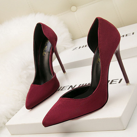 2022 Fashion Women Shoes Suede Pointed Toe Pumps OL Office Ladies Shoes High Heels Stiletto Candy Color Party Women Shoes ► Photo 1/6