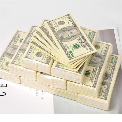 100$ Dollars Napkin US Dollar Bill Money Paper Towel Party Tricky Gift 9pc Disposable Napkins Wedding Party Birthday Decoration ► Photo 1/6