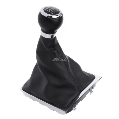 6 Speed Leather Car Manual Gear MT Shift Knob Gaitor Boot For Volkswagen VW Passat B6 DropShip ► Photo 1/6
