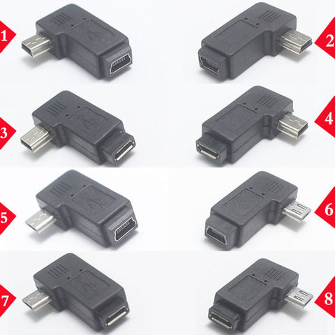 1pcs 90 Degree Left & Right Angled Mini USB 5pin Female to Micro USB Male Data Sync Adapter Plug Micro USB To Mini USB Connector ► Photo 1/6