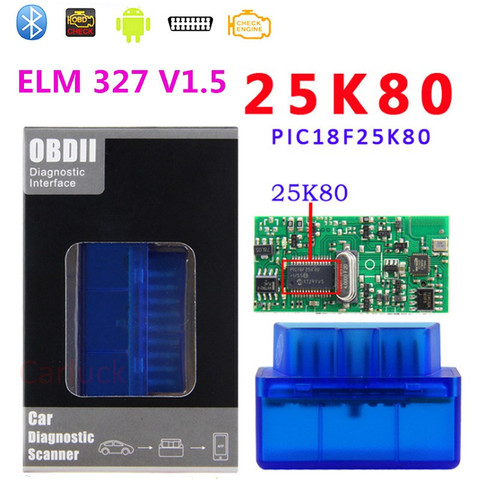 Top Mini ELM327 V1.5 Bluetooth Scanner ELM 327 V1.5 With PIC18F25K80 OBD2 Scanner Support J1850 Protocols ► Photo 1/6