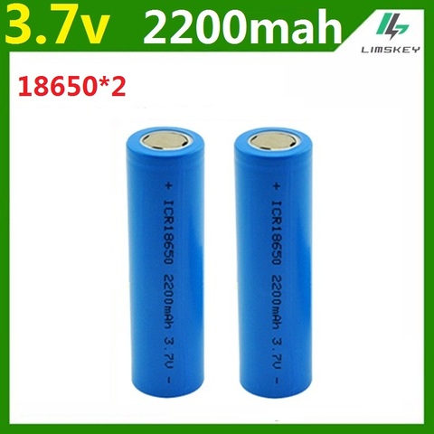 2pcs /lot  3.7v 2200mAh Capacity 18650 Battery 3.7v Li-po Rechargeable 18650 Battery For Car/toys/Flashlight ► Photo 1/1