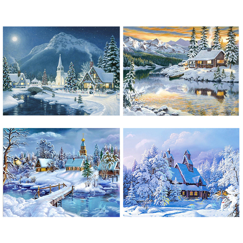 114 Diamond Painting Winter Landscape DIY Diamond Mosaic Snow,Handmade,Cross Stitch Kits,Diamond Embroidery,Patterns,Rhinestones ► Photo 1/6