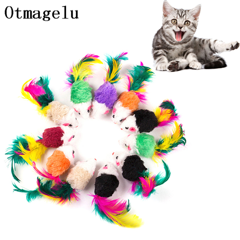Cute Mini Soft Fleece False Mouse Cat Toys Colorful Feather Funny Playing Training Toys For Cats Kitten Puppy Pet Supplies ► Photo 1/6