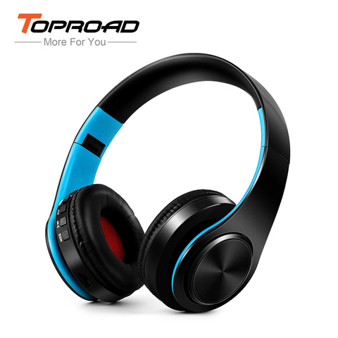 TOPROAD Wireless Bluetooth Headphone Foldable Stereo Headset with Mic Support FM radio TF Aux Handsfree Equalizer for Smartphone ► Photo 1/6