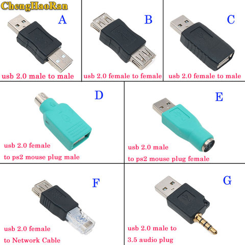 ChengHaoRan Network Cable PS2 mouse 3.5 audio or USB 2.0 Male Female Printer usb Plug jack Power Connector Charging Adapter ► Photo 1/3