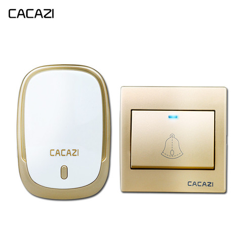 CACAZI Smart Wireless Waterproof Doorbell 300M Remote Battery Button LED Light Home Cordless Bell 36 Chimes 4 Volume EU Plug ► Photo 1/6