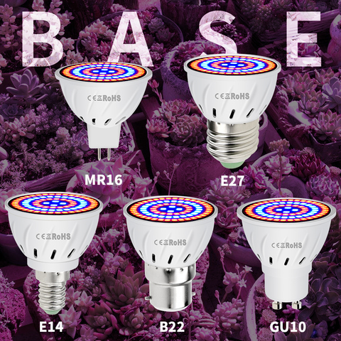 E27 220V LED Grow Light GU10 Fitolamp E14 LED Lamp For Plants 48 60LEDs Full Spectrum MR16 Phyto Lamp GU5.3 Seedling Plant Light ► Photo 1/6
