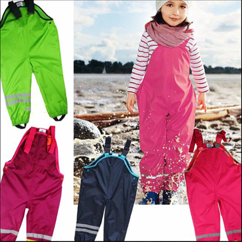 1-7Y Boys Girls Suspenders Beach Pants Children Rain Pants Waterproof Ski Pants Windproof Pants Baby Boys Girls Overalls Fashion ► Photo 1/6