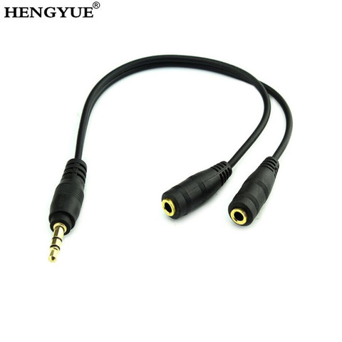 Hot 1pcs Black 3.5mm 1 in 2 Couples Audio Line Earbud Headset Headphone Earphone Splitter For Pad Phone Android Mobile MP3 MP4 ► Photo 1/1