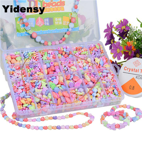 Kids DIY Handmade Beaded Toy Mixed Loose Spacer Charms Beads Set Acrylic Plastic Bead Case Necklace Bracelet Jewelry Findings ► Photo 1/6