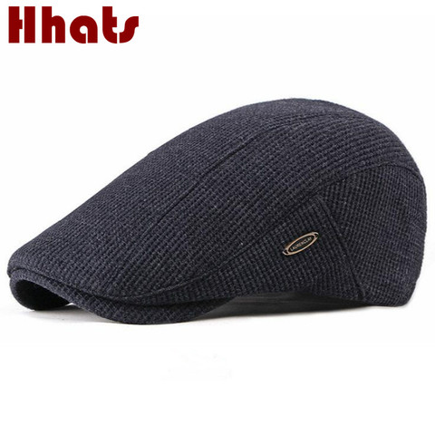 Thick Warm Knitted Flat Cap For Men Fleece Liner Autumn Winter Beret Hat Classic Vintage Advanced Flat Ivy Cap Newsboy Hat ► Photo 1/6