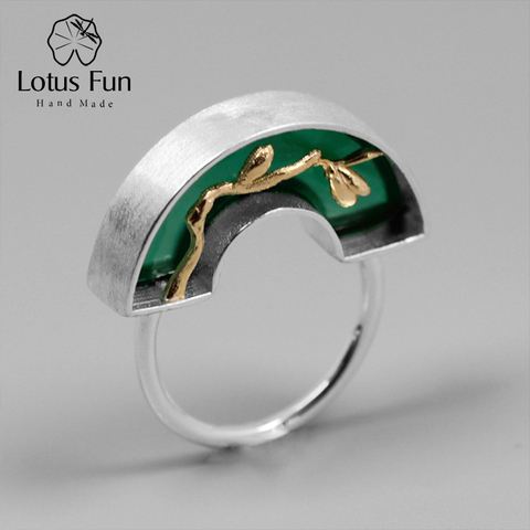 Lotus Fun Real 925 Sterling Silver Handmade Fine Jewelry Classic Oriental Element Arch Bridge Design Ring For Women ► Photo 1/6