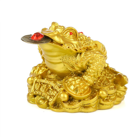 Feng Shui Toad Money LUCKY Fortune Wealth Chinese Golden Frog Toad Coin Home Office Decoration Tabletop Ornaments Lucky  YLM9769 ► Photo 1/6