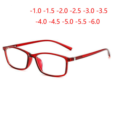 0 -1 -1.5 -2 -2.5 -3.0 To -6.0 Finished Myopia Glasses For Unisex  Optical Prescription Eyewear Blue Red Transparent Black Frame ► Photo 1/6