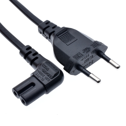 VDE Plug Power cord with IEC C7 Angled plug,European Schuko CEE7/16 plug to Angled IEC320 C7 Connector Power Cable for TV ► Photo 1/6