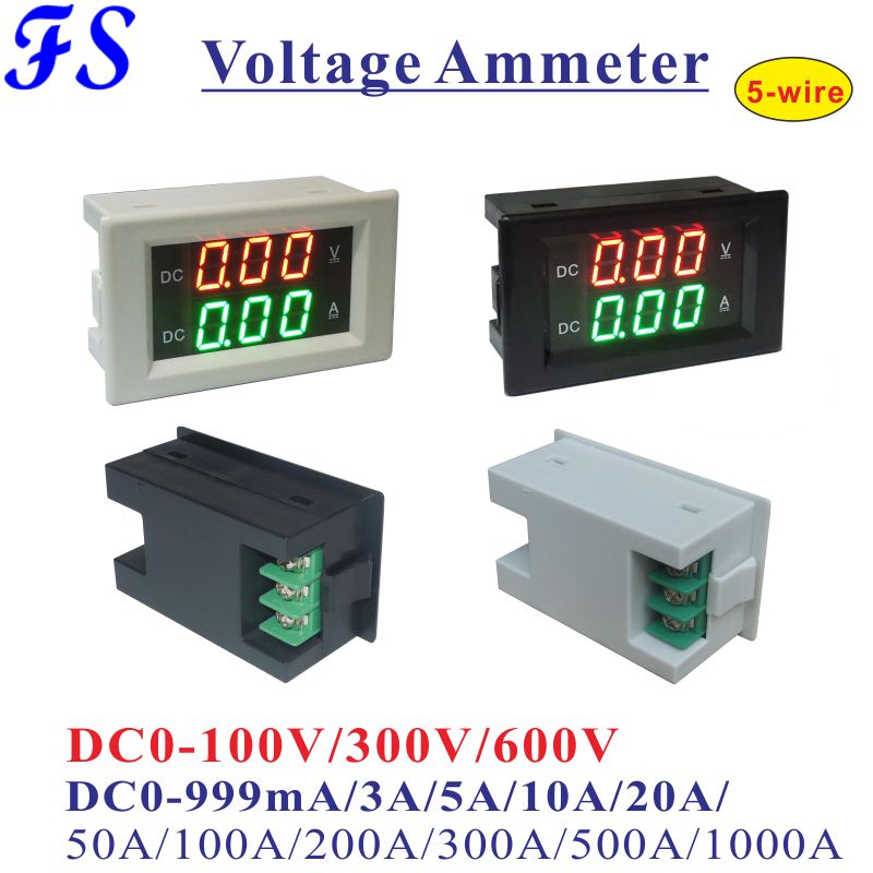 DC 0-100V 5A 10A 20A 50A 100A Dual LED Digital Voltmeter Ammeter