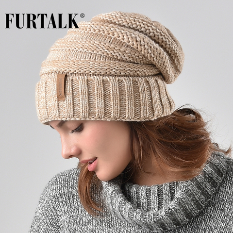 FURTALK Winter Knitted Hat Women Hat Slouchy Beanie for Girls Skullies Cap A047 ► Photo 1/6