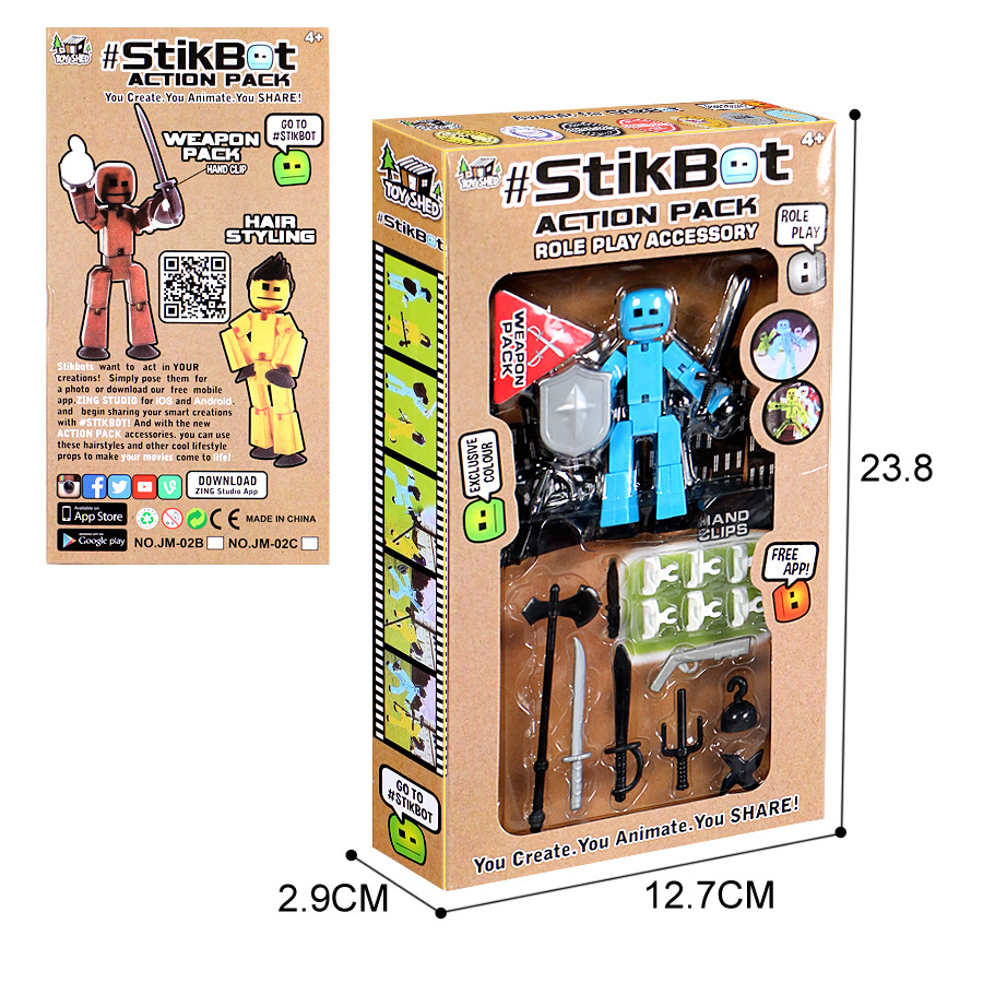 2 pcs Stikbot Animation Toy Doll with Suction Cup.