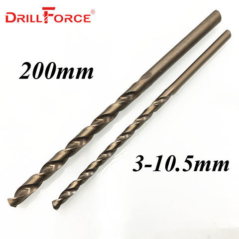 Drillforce Tools 3.0mm-10.5mmx200mm OAL HSSCO 5% Cobalt M35 Long Twist Drill Bits For Stainless Steel Alloy Steel & Cast Iron ► Photo 1/1