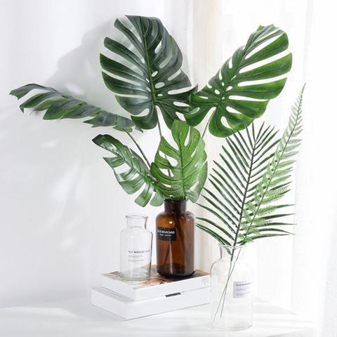 Green Artificial Leaves Nordic Style Fake Monstera Green Leaf Plant Home Office Decoration Paste Craft False Artificial Plants ► Photo 1/6