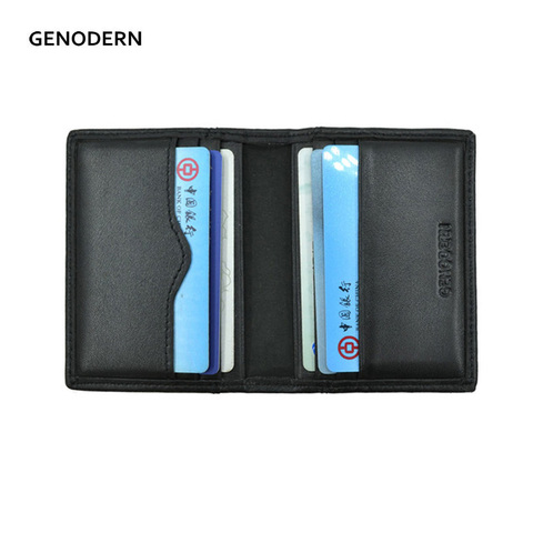 GENODERN Genuine Leather Card Holder Black Credit Card Holders Wallet First Cowhide Card Holders Case Gift for Man ► Photo 1/6