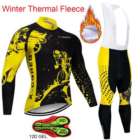 Men Winter Thermal Cycling Clothing 2022 Hot X-CQREG Long Sleeve Cycling Jersey Set Ropa Ciclismo MTB Bike Maillot Bicycle Wear ► Photo 1/3