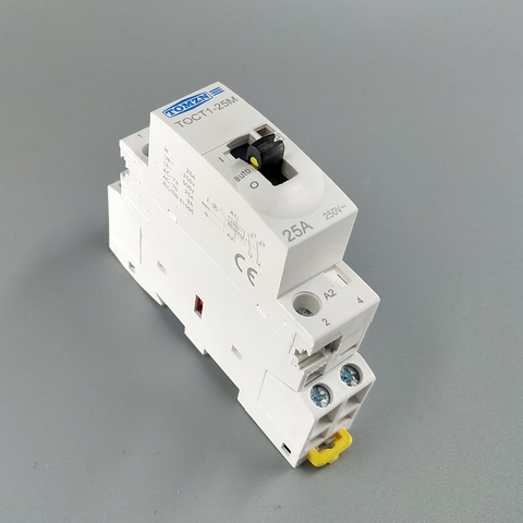 TOCT1 2P 25A 220V/230V 50/60HZ Din rail Household ac Modular contactor with Manual Control Switch 2NO or 1NO 1NC or 2NC ► Photo 1/6
