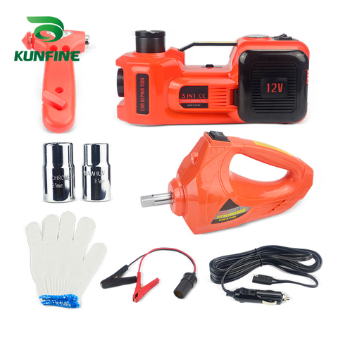 KUNFINE 12V 5Ton Car Electric Tire Lifting Car Jacks Hydraulic Air Infatable Car Floor Jack With DC12V Electric Impact Wrench ► Photo 1/1