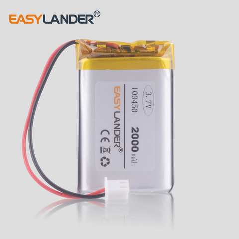 3.7V 2000mAh 103450 Battery Li-polymer Rechargeable Batteries For  Toy GPS MP3 MP4 MP5 Cell Phone Speaker Driving DVR XH2.54 2P ► Photo 1/5