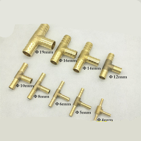 T way Brass Barb Pipe Fitting 3 way connector For 4mm 5mm 6mm 8mm 10mm 12mm 16mm 19mm hose copper Pagoda Water Tube Fittings ► Photo 1/4