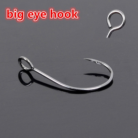 50pcs/bag big eye fishing hooks High Carbon Stainless Steel Fishing Hook Sharp Barbed fly Hook stream spoon crank lure ► Photo 1/1