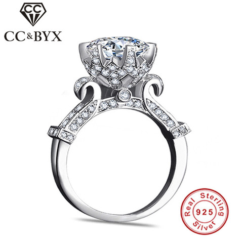 CC Sterling Silver Charms 925 Rings For Women Unique White Gold Color Bridal Wedding Jewelry Engagement Ringen Anel Bijoux Femme ► Photo 1/6