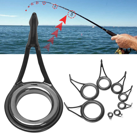 5PCS Stainless Steel Ceramic Oval Fishing Top Rings Fishing Rod Guides Pole Repair Kit Line Guides Eyes Sets Tackle Accessories ► Photo 1/6