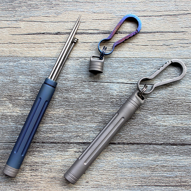 Titanium Alloy Multi Tool Set Holder Keychain Toothpick Tweezers Earpick Outdoor 