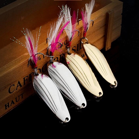 1pcs Gold silver Metal spoon lure Spinner 5g 8g 12g 15g Fishing Lure Hard Baits For Trout Pike Pesca Treble Hook Tackle ► Photo 1/6