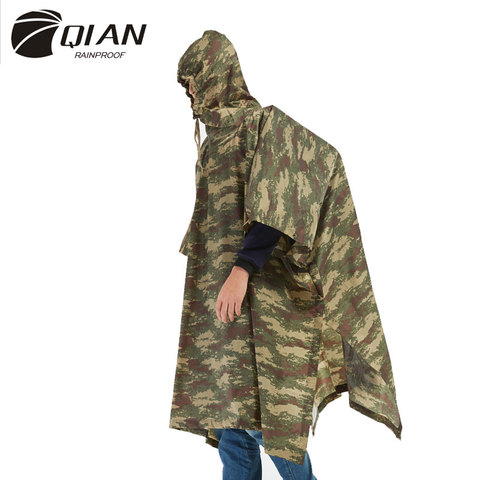QIAN Impermeable Raincoats Women/Men Jungle Rain Poncho Backpack Camouflage Rain Coat Cycling Climbing Hiking Travel Rain Cover ► Photo 1/6
