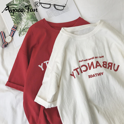 Harajuku Women T-shirts New 2022 Summer Funny Letter Print Hip Hop Loose T-shirt Girls Student Streetwear Casual Lady Tops Tees ► Photo 1/6