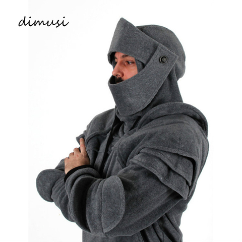 DIMUSI Men's Hoodies Tracksuit Autumn Winter Elbow Drawstring Mask Hooded Sweatshirt Long Sleeve Slim Coat Male Jacket,TA266 ► Photo 1/5
