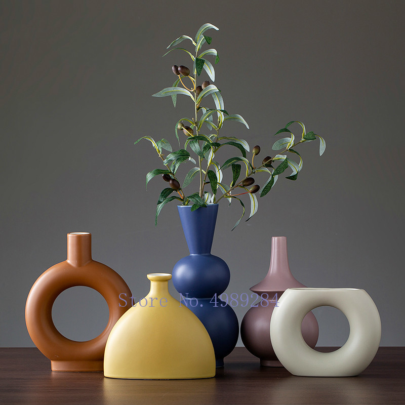 Vase Modern Minimalist Ceramic Creative Model Room Living Room Home Accessories Color : White 