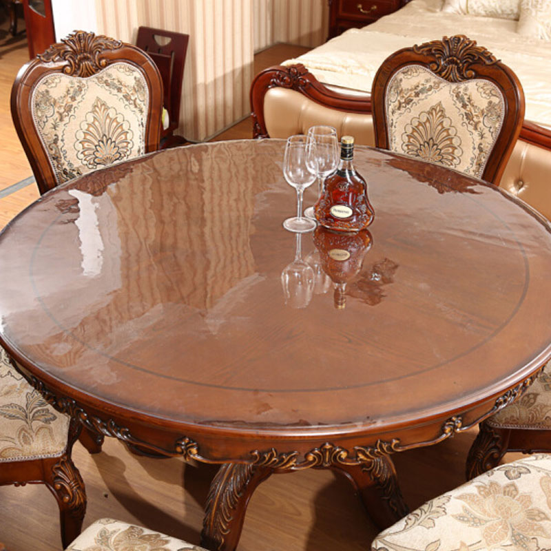 Round PVC Table Clear Soft Cover Tablecloth Glass Protector Desk Mat Pad Desktop 